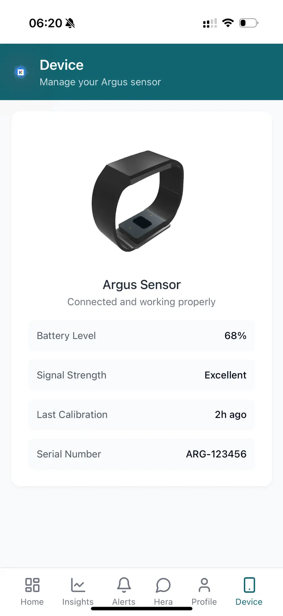 Argus App Device Management Screen